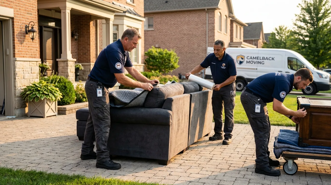 Large estate moving crew wrapping furniture in Shelbyville, MO