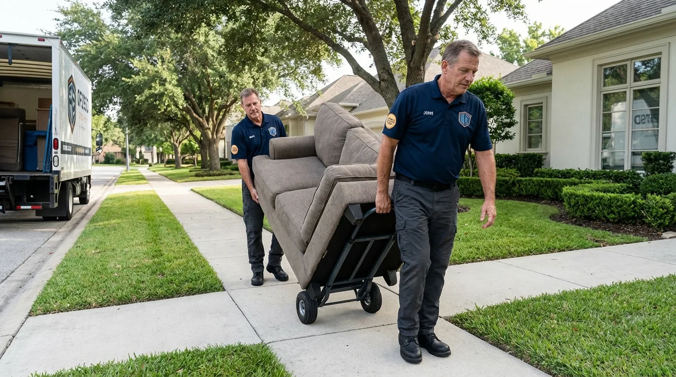 Local residential moving crew loading furniture in Shelbyville, MO